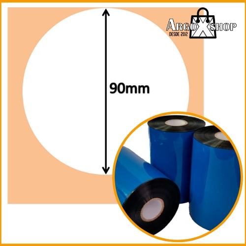 Bobina de Etiquetas Redondas + Ribbon Cera 91 Metros